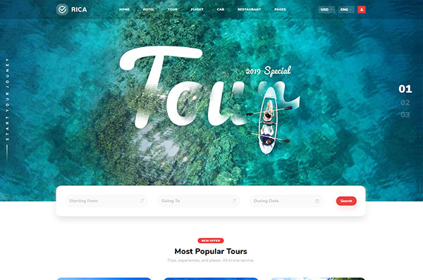 Mẫu giao diện Website Du Lịch 1 