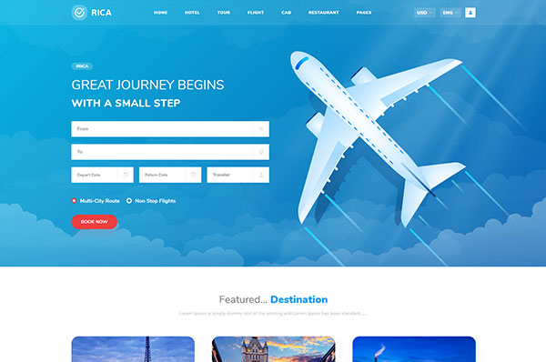 Mẫu giao diện Website Du Lịch 2 